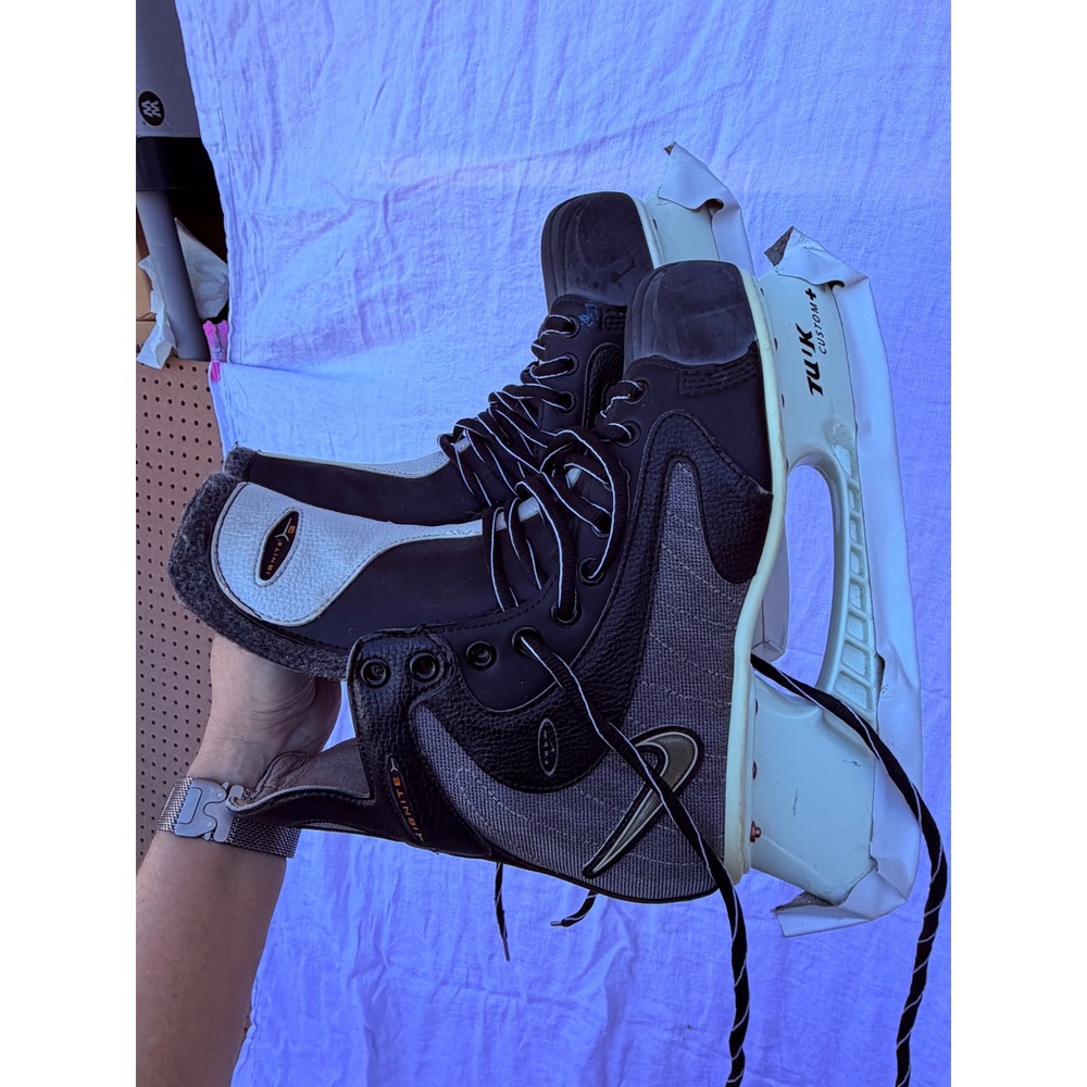 Nike Ignite Ice Hockey Skates Black Silver Tuuk Custom+ Holders Mens 9D US 8 UK
